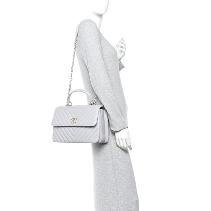 Chanel Lambskin Chevron Quilted Medium Trendy CC Dual Handle Flap Bag Grey 2 of 10