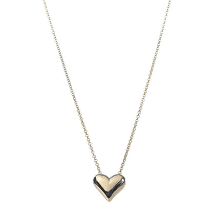 Tiffany 18K Yellow Gold Large Puff Heart Pendant Necklace 1 of 8
