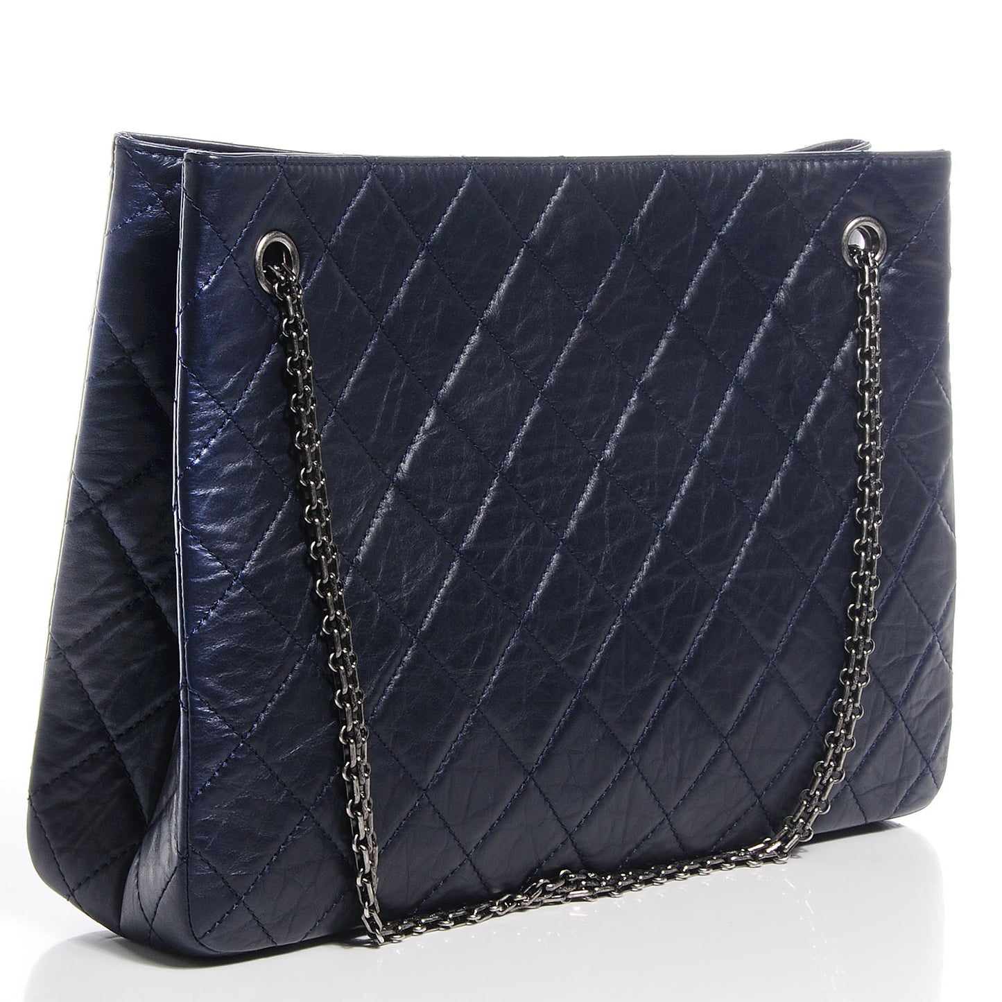 Aged Calfskin Reissue 2.55 Tote Navy Blue