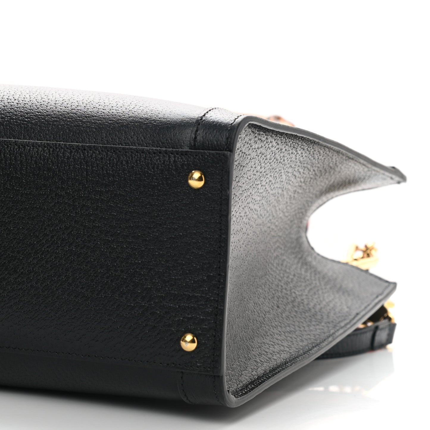 Textured Dollar Calfskin Web Medium Diana Tote Bag Black Dusty Grey