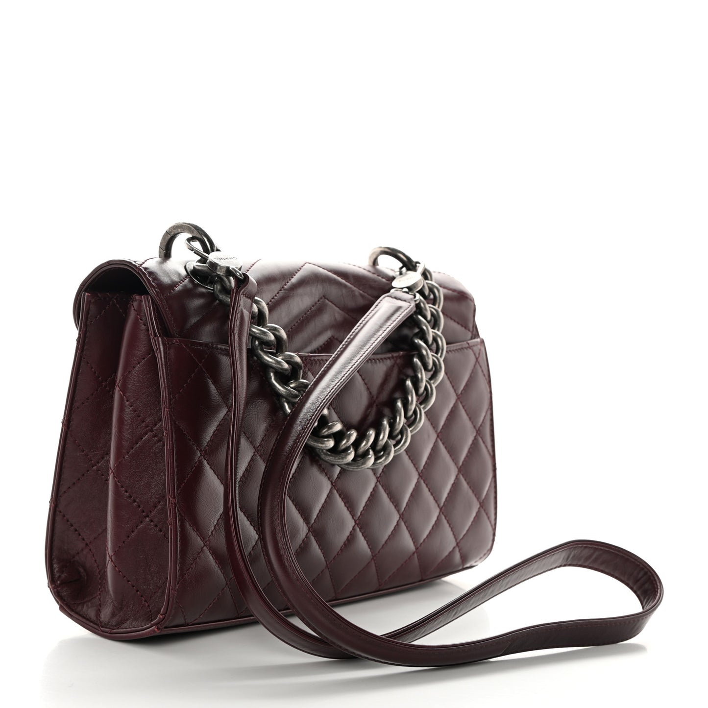 Calfskin Quilted Mad About Quilting Medium Flap Burgundy