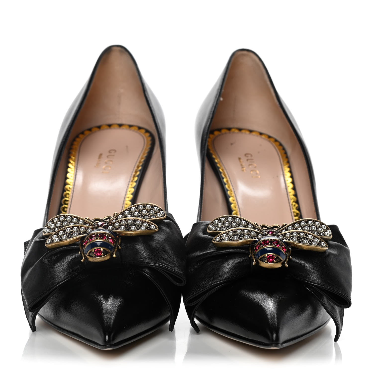 Gucci Nappa Queen Margaret Mid Heel Pumps 41 Black 2 of 16