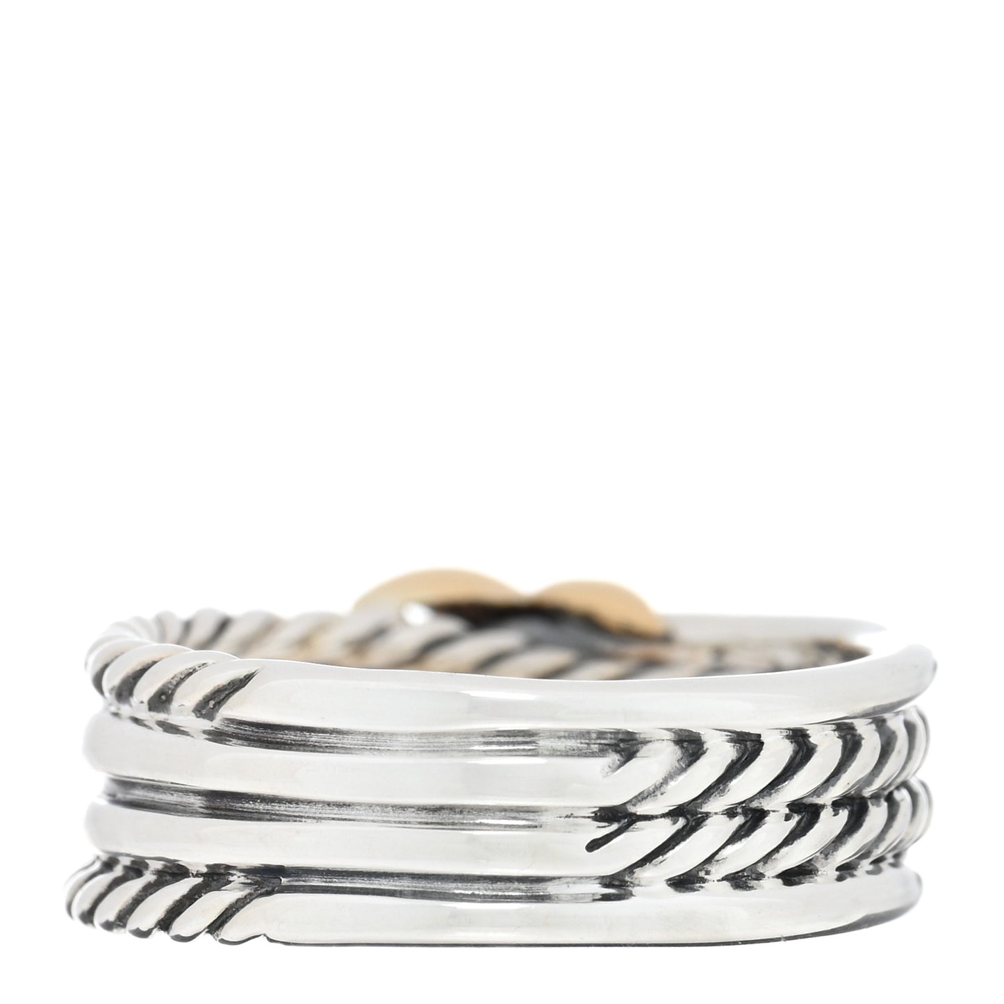 Sterling Silver 18K Yellow Gold 6mm X Crossover Ring 50 5.5
