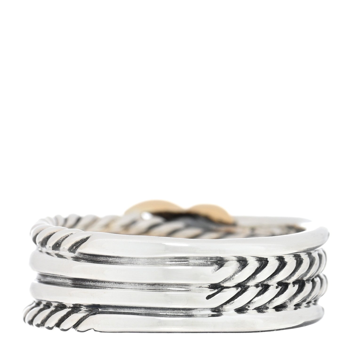David Yurman Sterling Silver 18K Yellow Gold 6mm X Crossover Ring 50 5.5 3 of 4