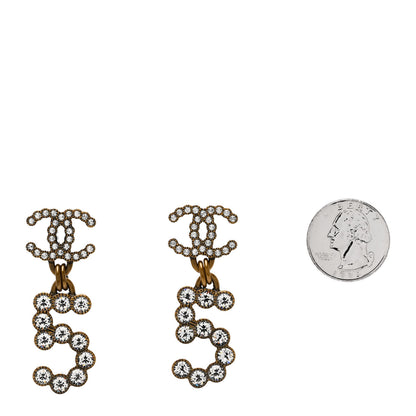 Chanel Metal Crystal City of Lights No 5 Drop Earrings Gold 2 of 4