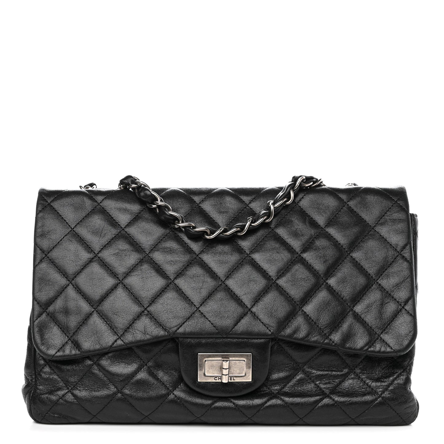 Washed Lambskin Quilted Jumbo Hybrid Reissue Flap Black
