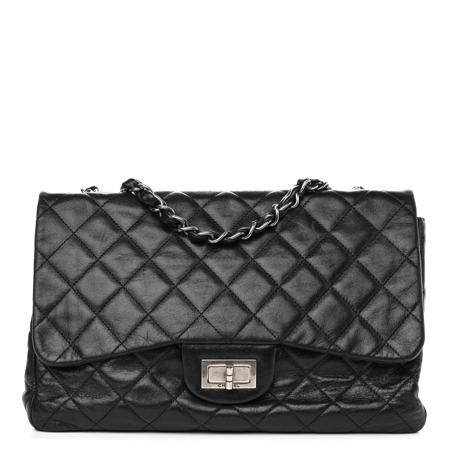 Chanel Washed Lambskin Quilted Jumbo Hybrid Reissue Flap Black 1 of 9