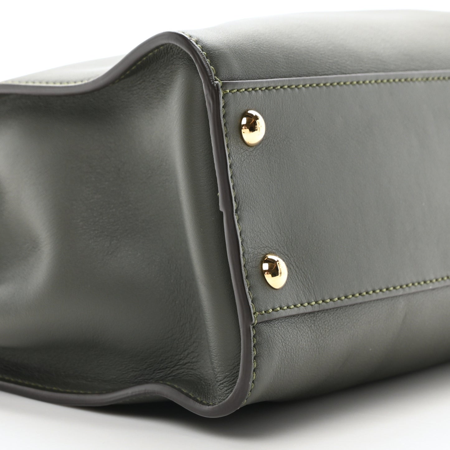 Vitello Seta Shiny Nappa Medium Peekaboo Iconic Satchel Verde Prato Makeup