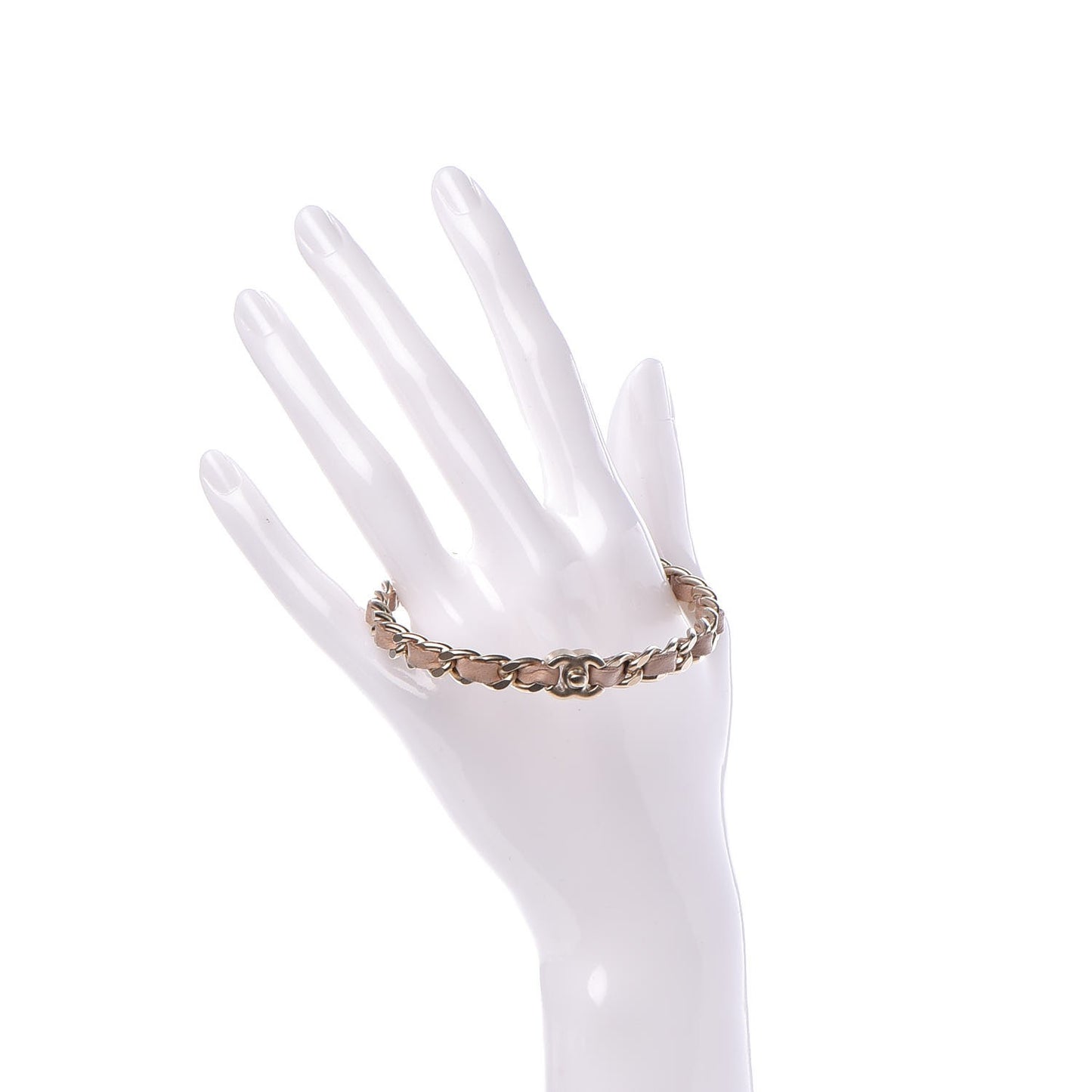 Lambskin CC Turnlock Chain Bracelet Pink Gold