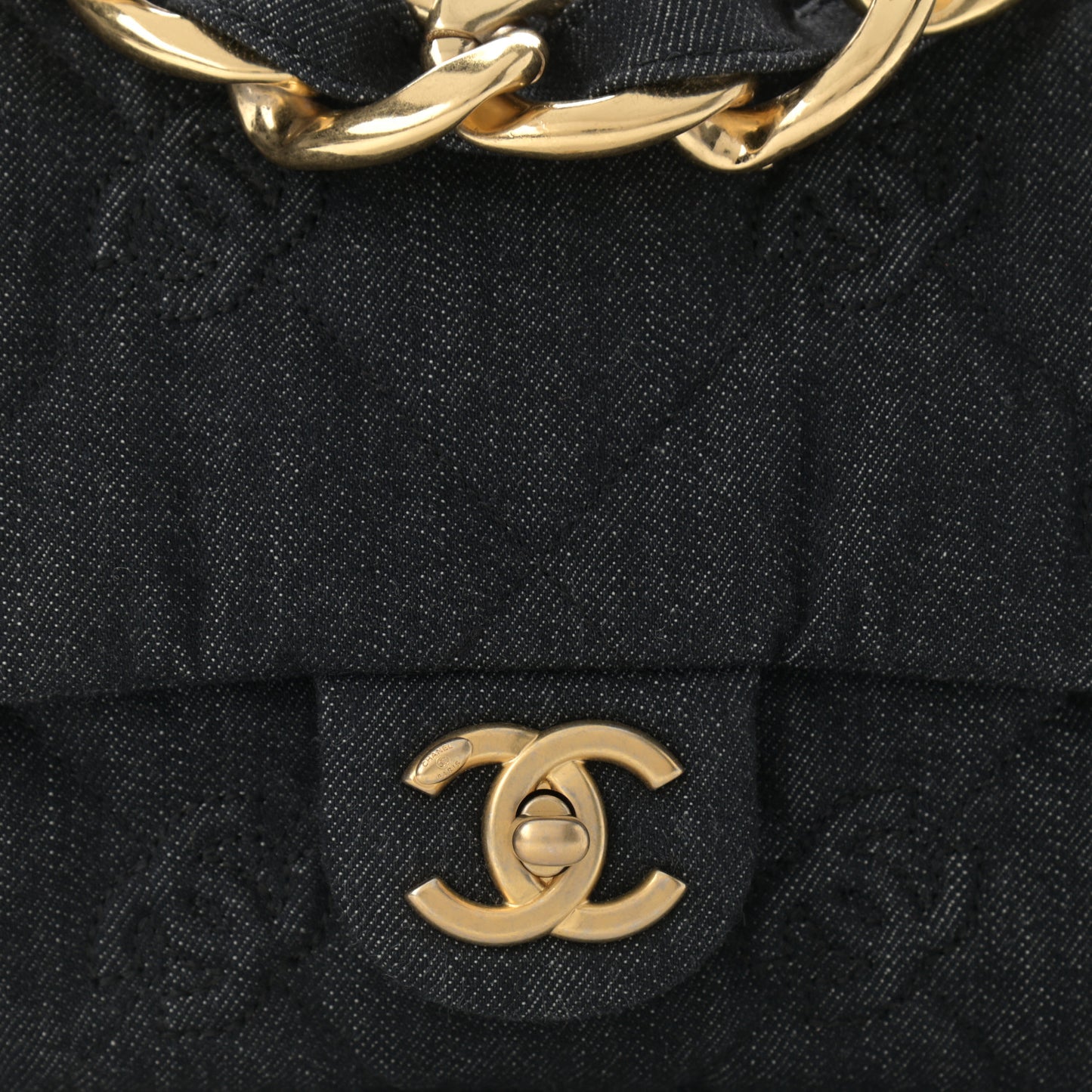 Denim Quilted Medium Funky Town Flap Black