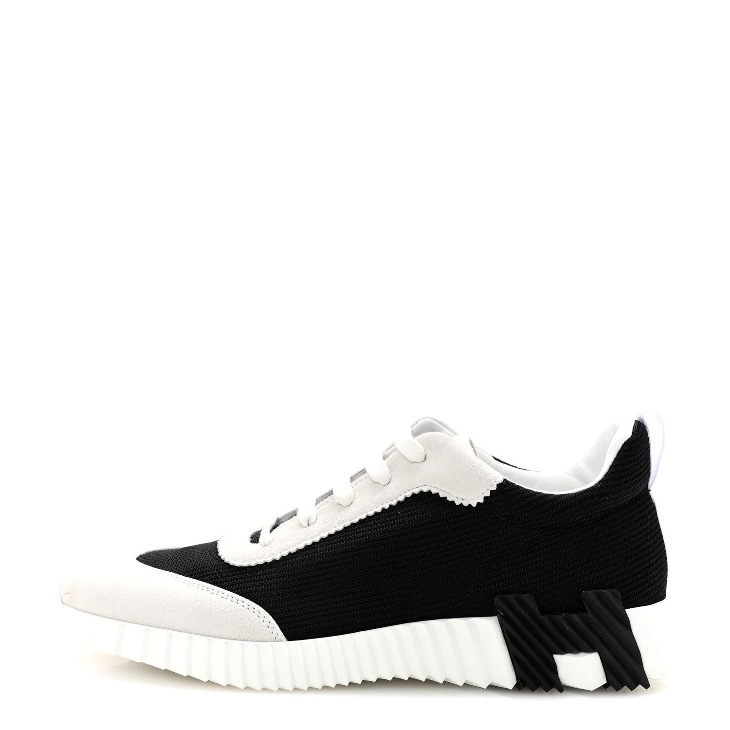 Hermes Ripstop Fabric Suede Mens Bouncing Sneakers 42.5 Black White 1 of 9