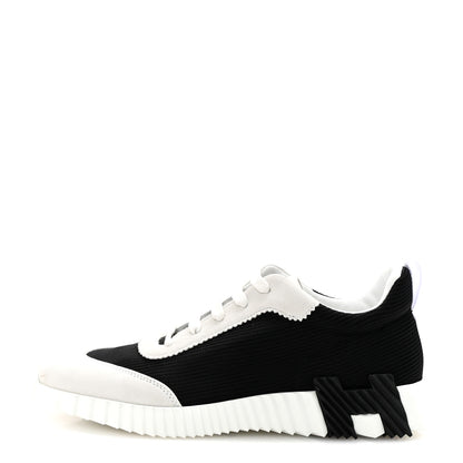 Hermes Ripstop Fabric Suede Mens Bouncing Sneakers 42.5 Black White 1 of 9