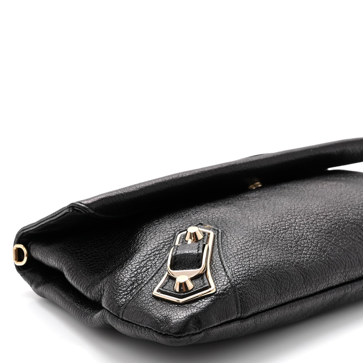 Balenciaga Chevre Gold Metallic Edge Hardware Envelope Clutch Black 9 of 11