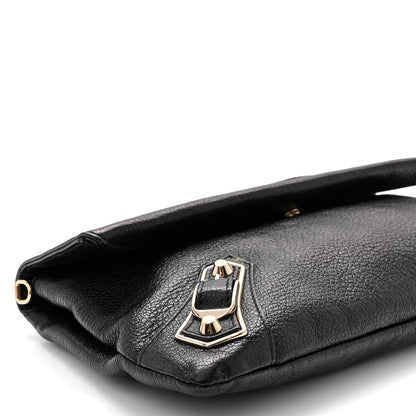 Balenciaga Chevre Gold Metallic Edge Hardware Envelope Clutch Black 9 of 11