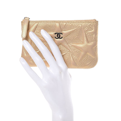 Chanel Metallic Lambskin Star Embossed Coin Purse Case Gold 2 of 10