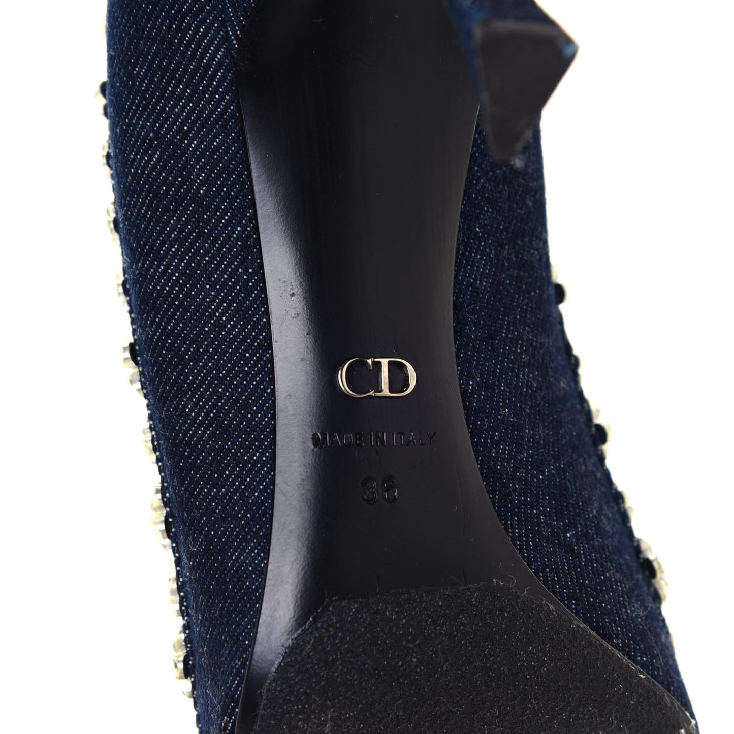 Denim Crystal Garland Pumps 36 Blue Fonce