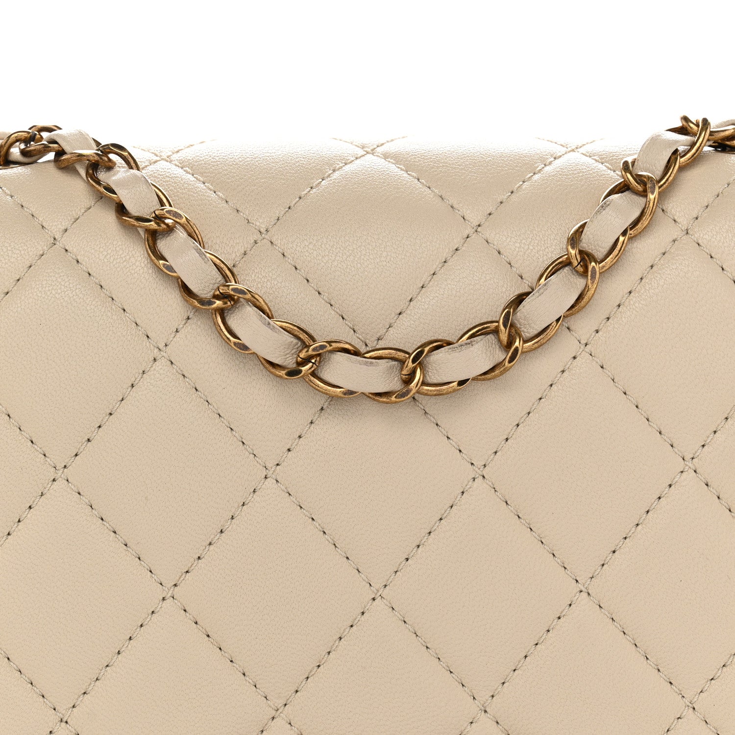 Chanel Sheepskin Quilted Large Beauty Lock Flap Light Beige 8 of 11