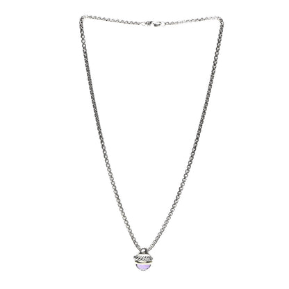 David Yurman Sterling Silver 14K Yellow Gold Amethyst 10mm Acorn Pendant Necklace 3 of 5