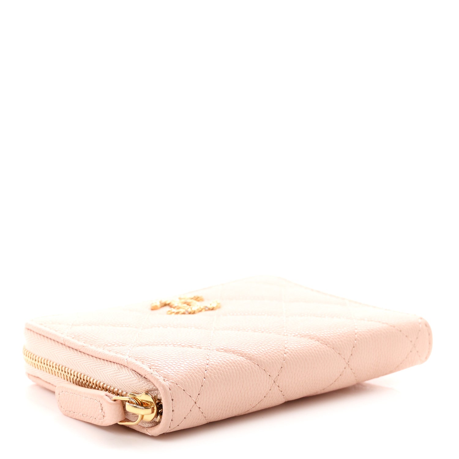 Chanel Caviar Crystal Quilted CC Zip Coin Purse Light Pink 4 of 9