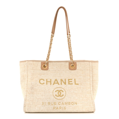 Chanel Lurex Boucle Small Deauville Tote Ivory 1 of 15