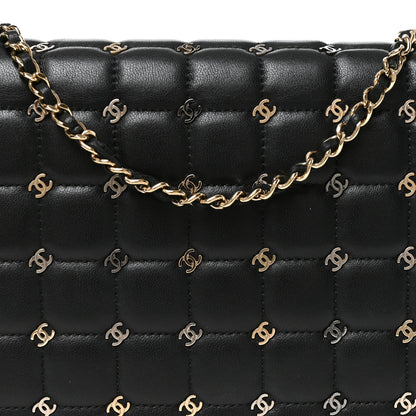 Chanel Lambskin Chocolate Bar Piercing CC Studded Small Chain Flap Bag Black 7 of 9