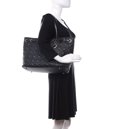 Christian Dior Coated Canvas Cannage Medium Panarea Tote Black 2 of 10