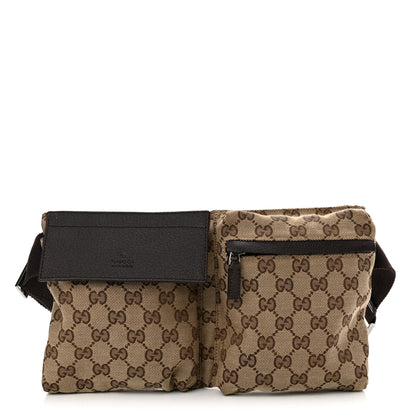 Gucci GG Monogram Double Pocket Belt Bag Dark Brown 1 of 10