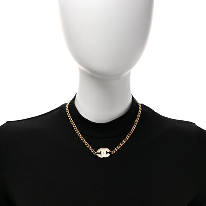 Chanel Metal Chain Link CC Choker Necklace Gold 2 of 5