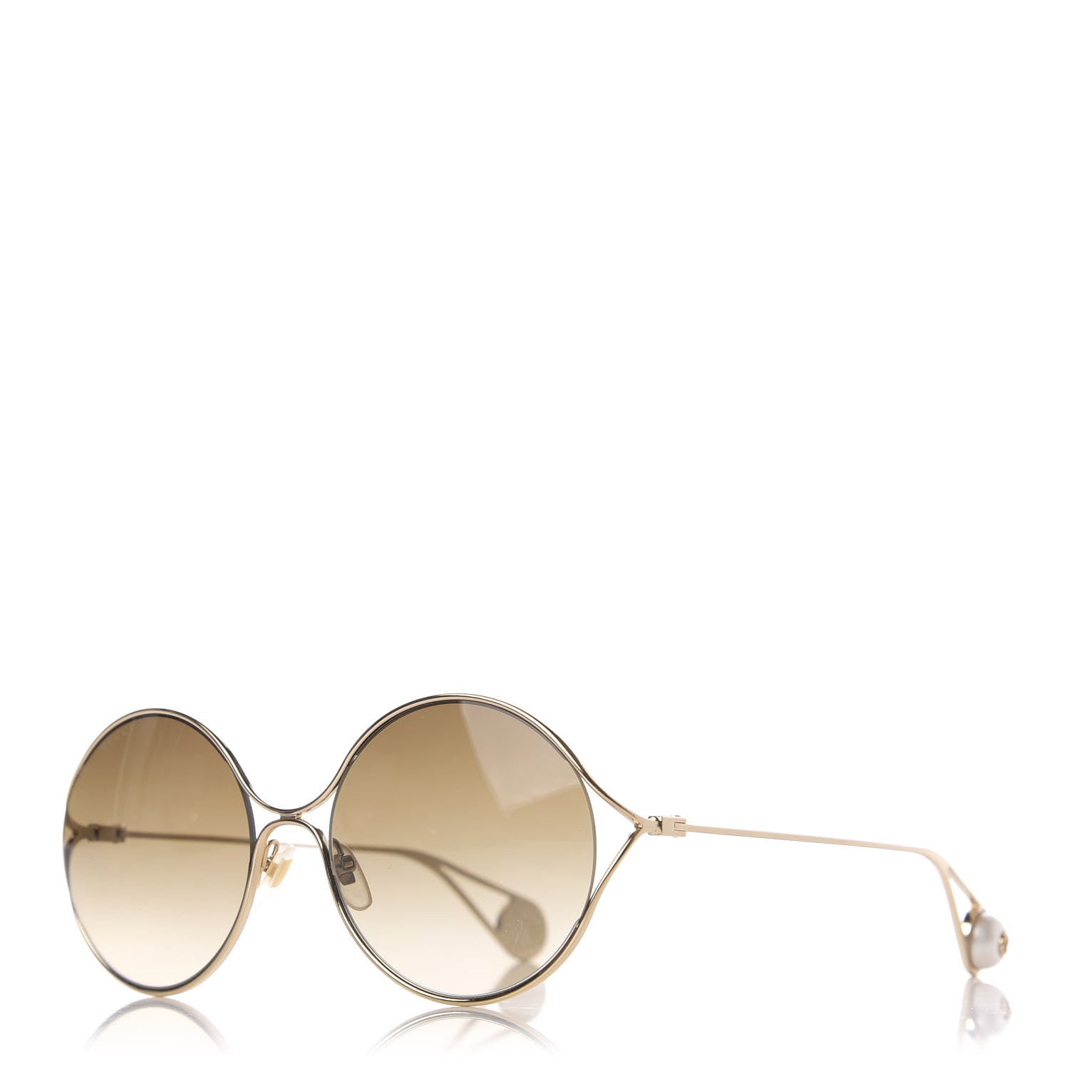 Gucci Round Pearl Tip Sunglasses GG0253S Gold 1 of 8