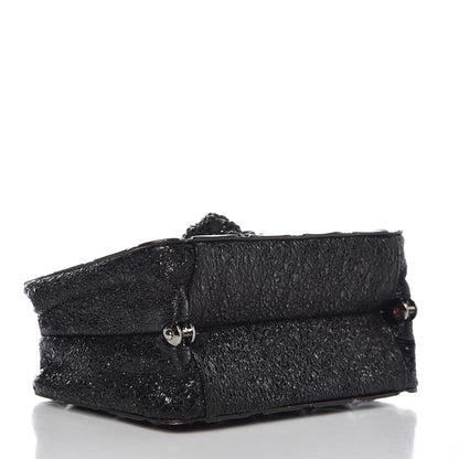 Chanel Cracked Calfskin Quilted Crystal Lion Clutch Black 5 of 9