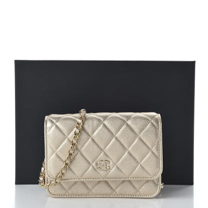 Chanel Metallic Lambskin Quilted Mini Wallet On Chain WOC Gold 11 of 11