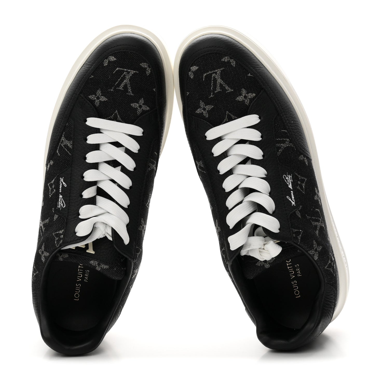 Denim Calfskin Mens Beverly Hills Sneakers 8.5 Black