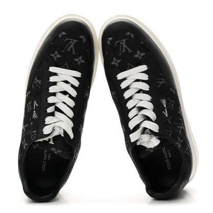 Louis Vuitton Denim Calfskin Mens Beverly Hills Sneakers 8.5 Black 2 of 9