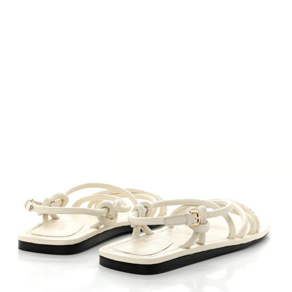 Louis Vuitton Lambskin Nova Flat Sandals 38 White 4 of 7