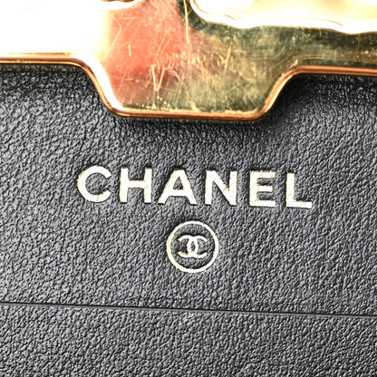 Chanel Glazed Goatskin Quilted Small Box With Chain Black 5 of 10