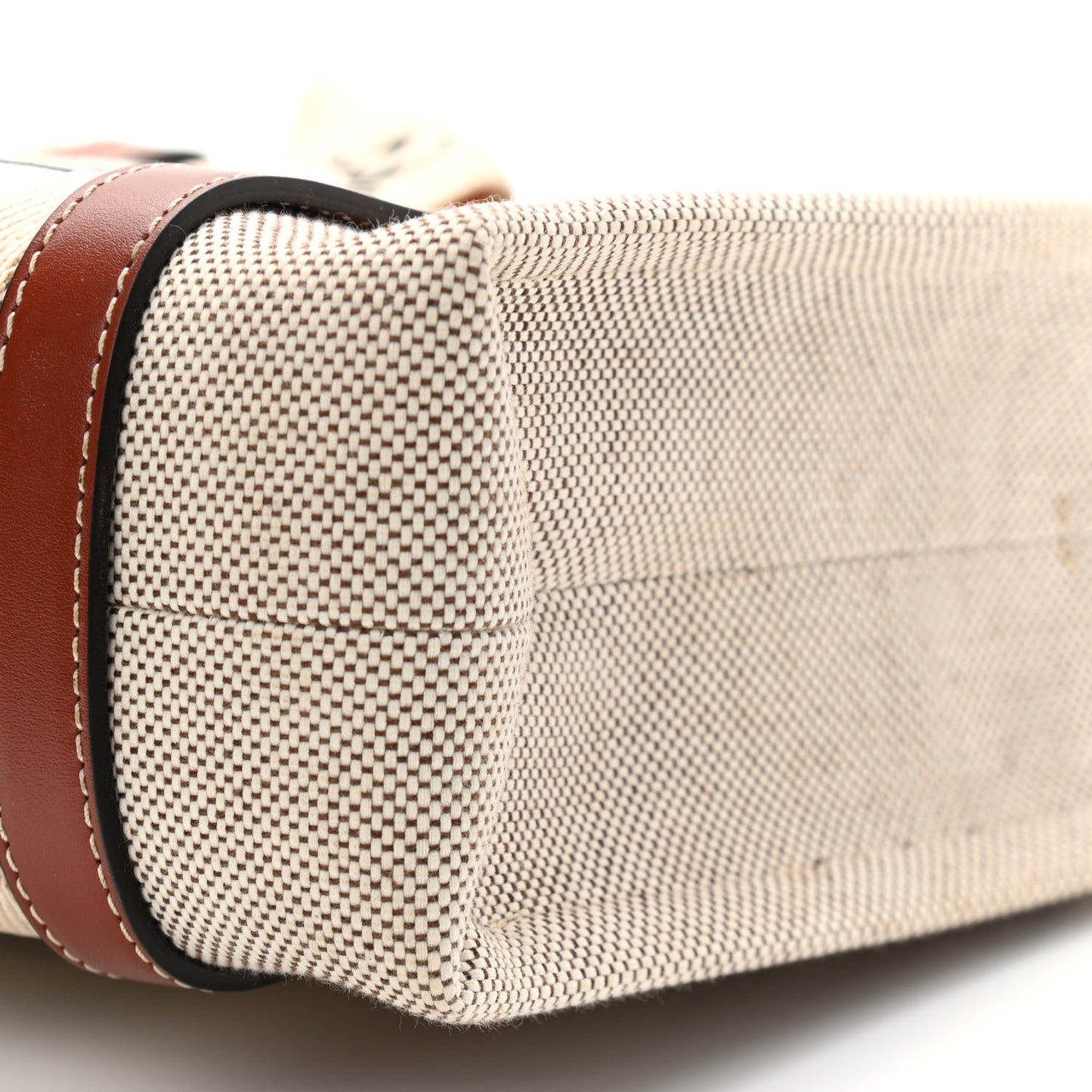 Cotton Calfskin Small Woody Ribbon Tote With Strap White Brown
