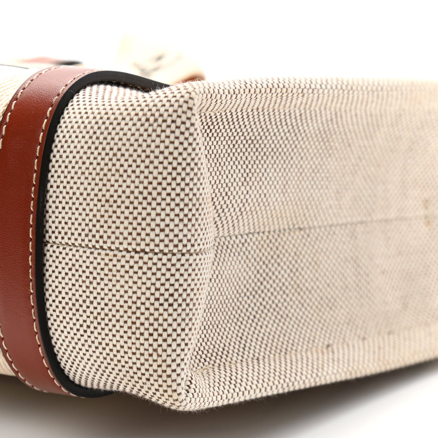 Chloe Cotton Calfskin Small Woody Ribbon Tote With Strap White Brown 10 of 10