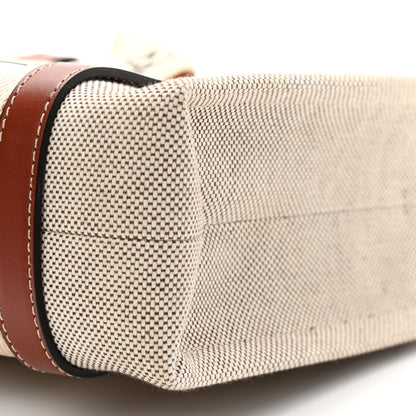 Chloe Cotton Calfskin Small Woody Ribbon Tote With Strap White Brown 10 of 10