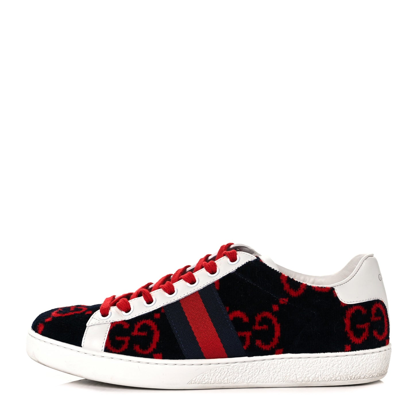 Terry Cloth GG Monogram Womens Ace Sneakers 37.5 Blue Red