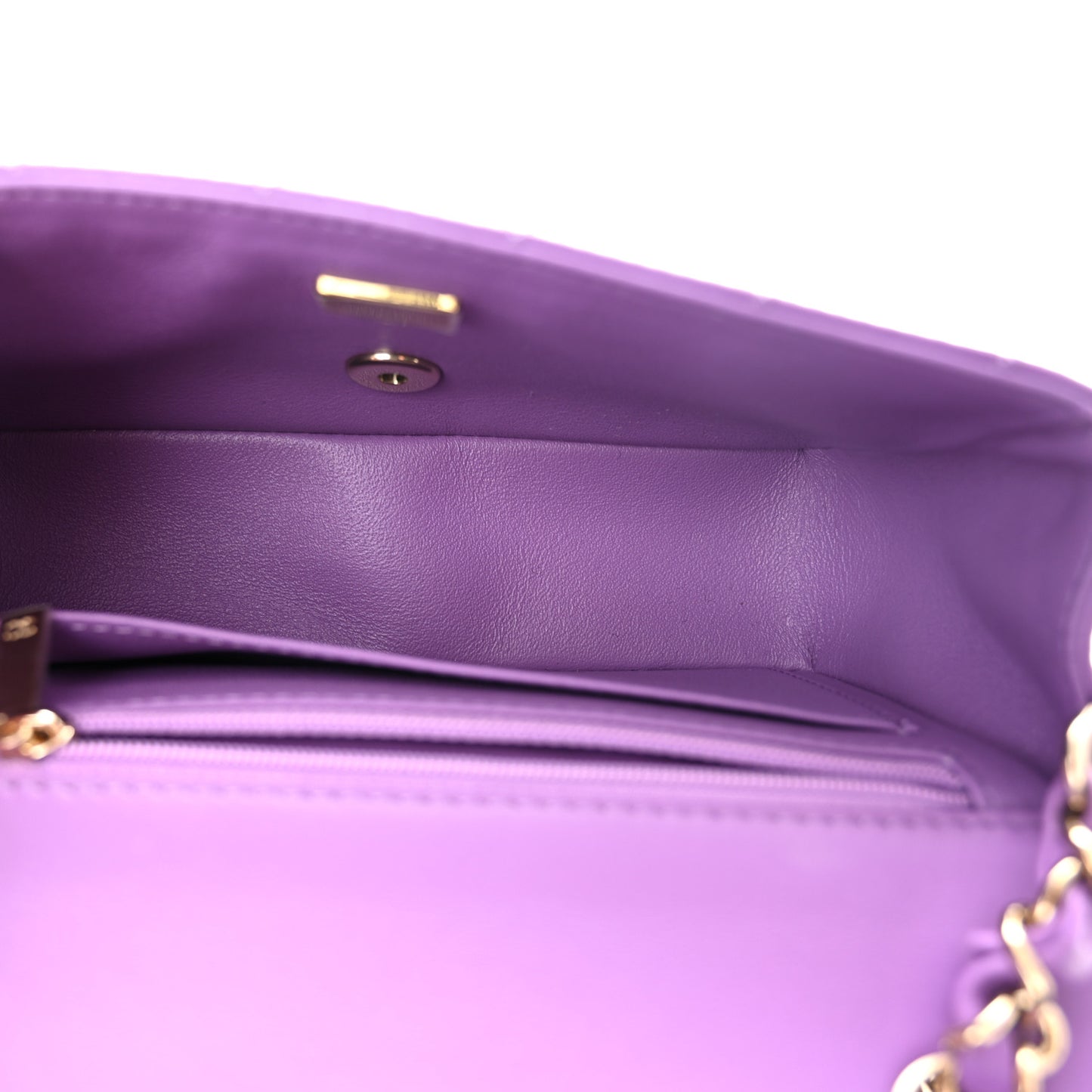 Lambskin Quilted Mini Rectangular Flap Purple