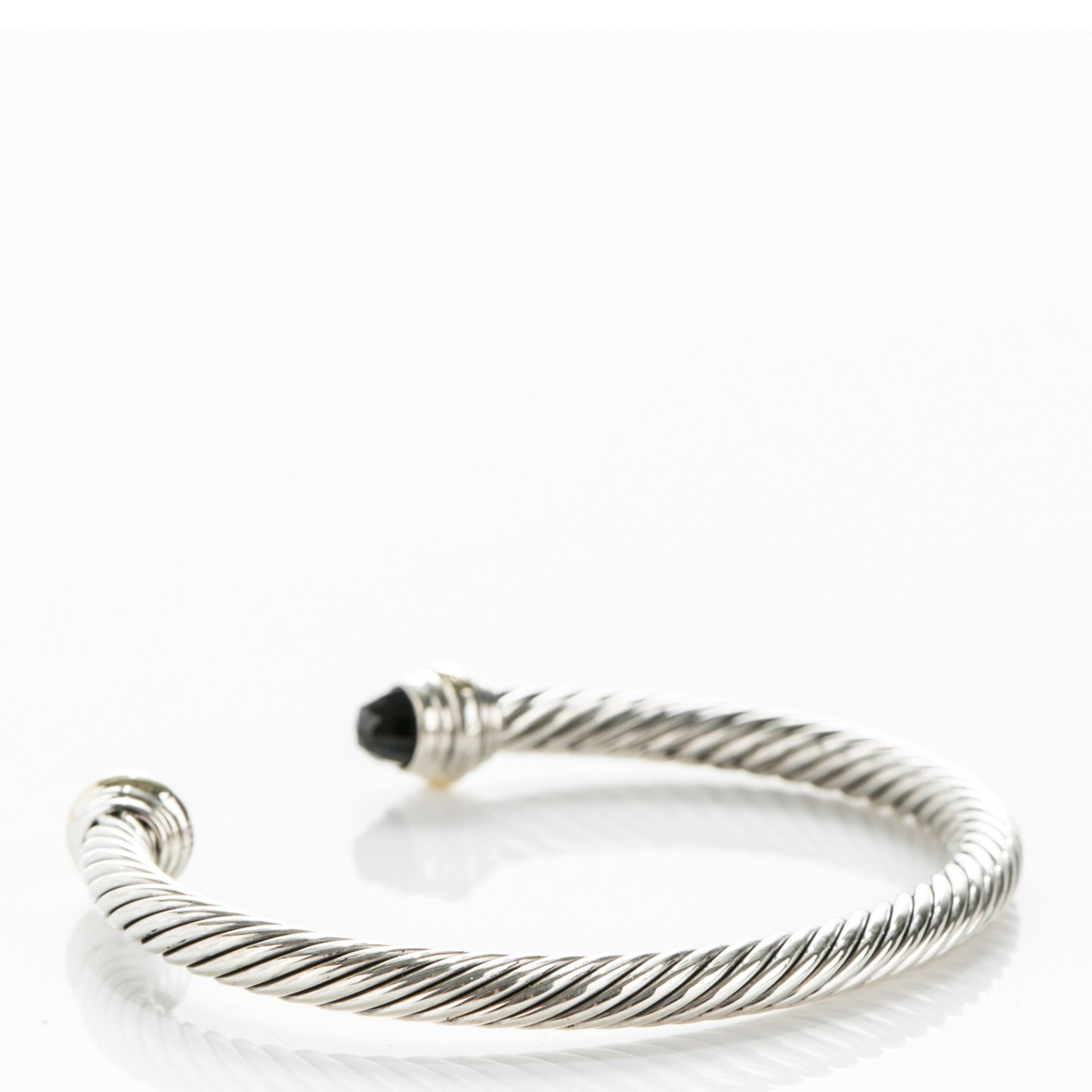 Sterling Silver 14K Yellow Gold Black Onyx 5mm Cable Classics Bracelet