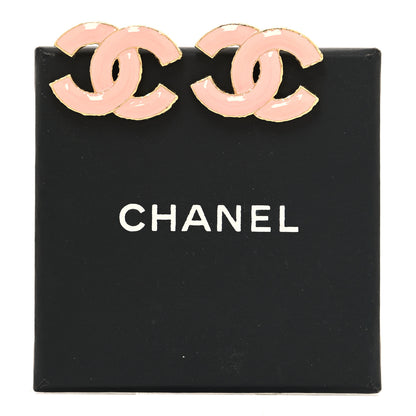 Chanel Metal Enamel CC Earrings Pink Gold 5 of 5