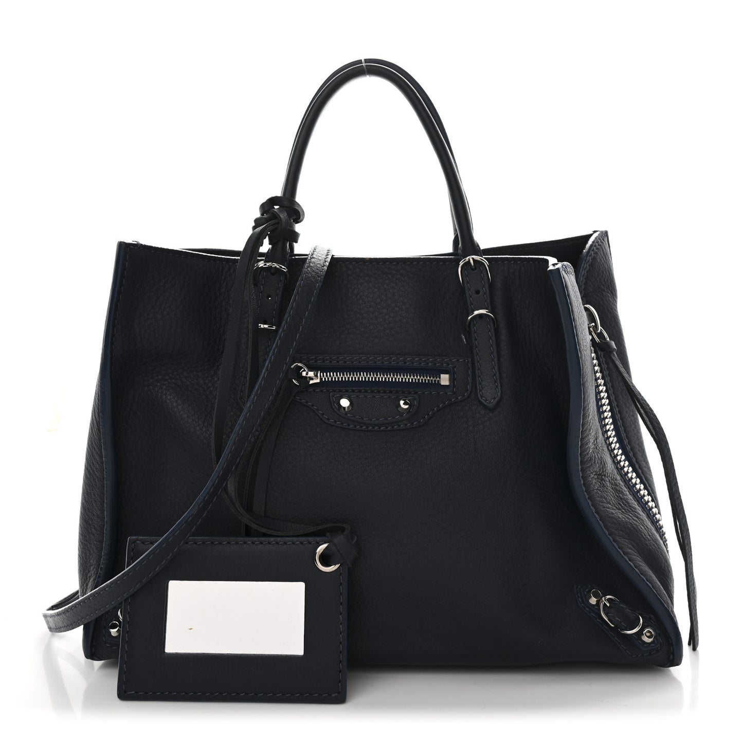 Veau Papier A6 Zip Around Tote Bleu Profond