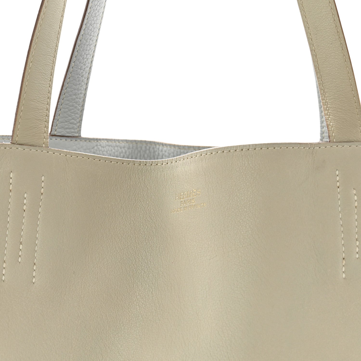 Hermes Taurillon Clemence Double Sens 45 Reversible Tote Gris Perle Bleu Pale 11 of 19
