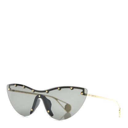 Gucci Metal Rimless Star Studded 90mm Cat Eye GG0666S Sunglasses Black Gold 1 of 7