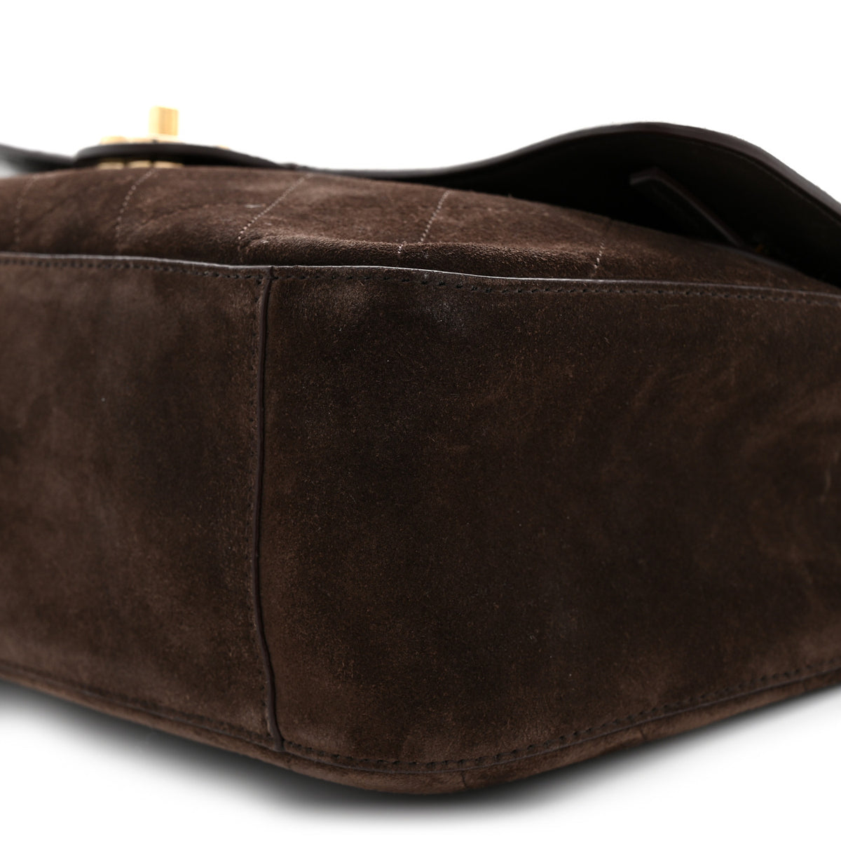 Suede Calfskin Small Souplissimo Maxi Flap Dark Brown