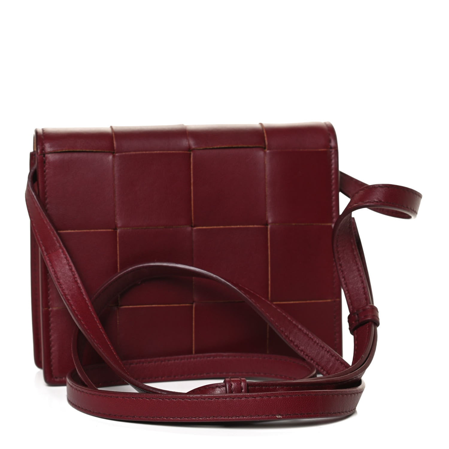 Bottega Veneta Lambskin Maxi Intrecciato Mini Cassette Crossbody Bag Bordeaux 3 of 9