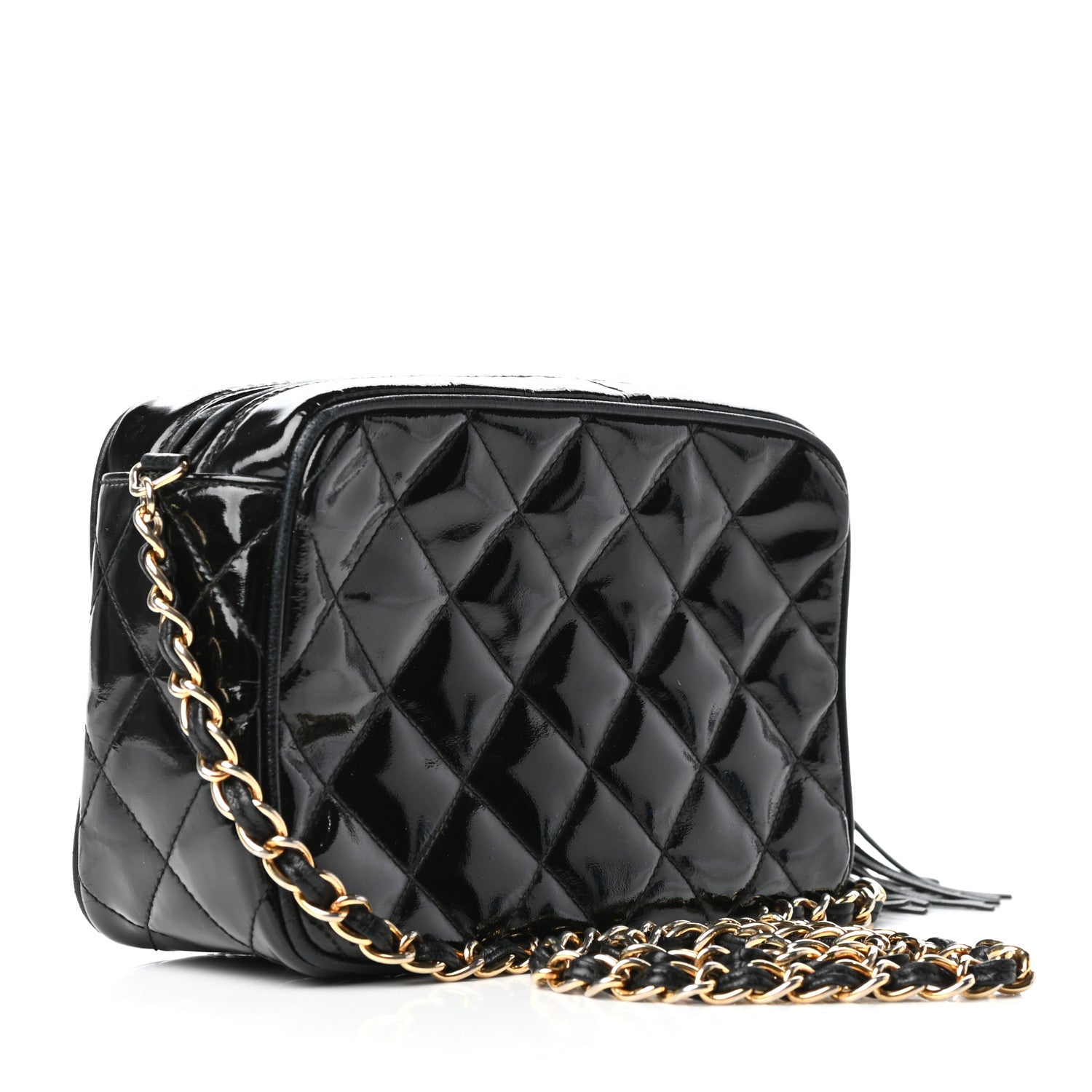 Chanel Patent Tassel Quilted Shoulder Bag Black 3 of 10