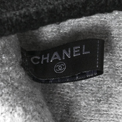 Chanel Cashmere Silk CC Beanie Hat Grey Black 5 of 5