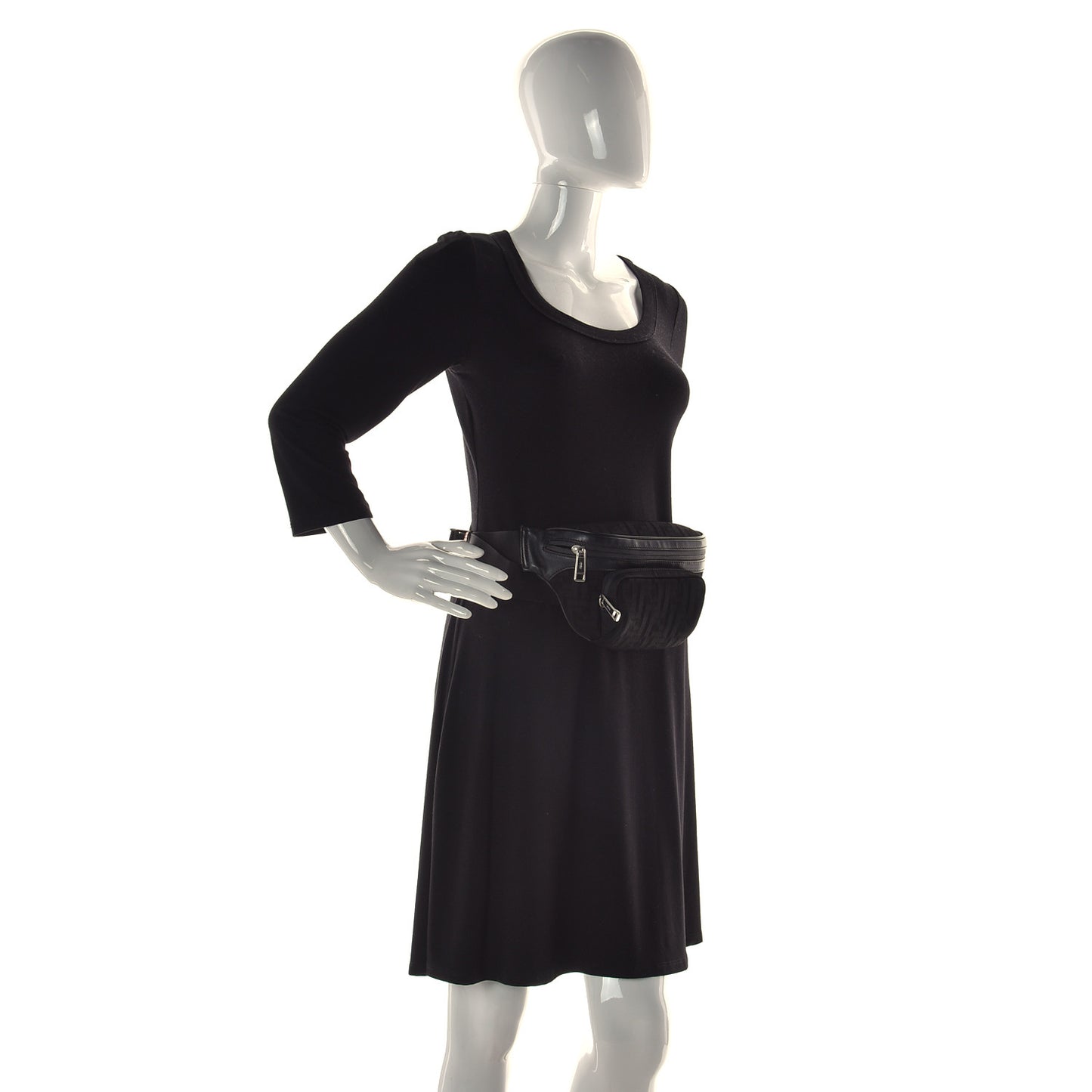 Neoprene Mesh Vitello Grace FF Pocket Belt Bag Black